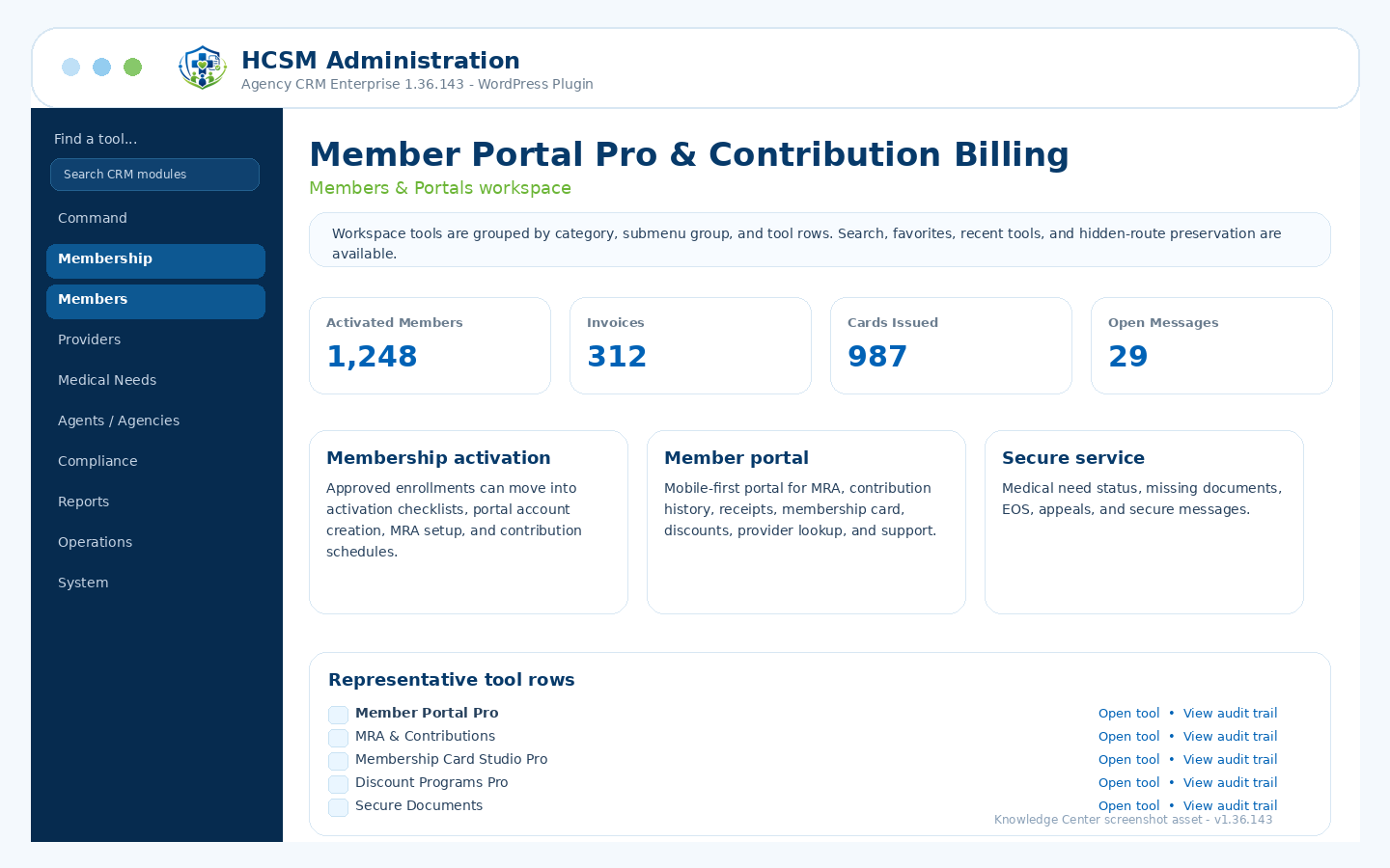 Member portal and contribution billing screenshot Member portal and contribution billing screenshot