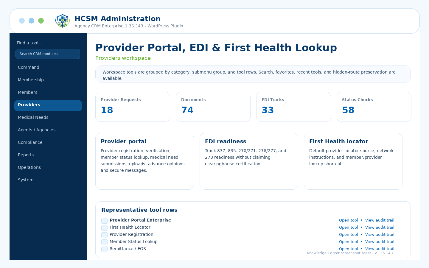 Provider portal and EDI screenshot Provider portal and EDI screenshot
