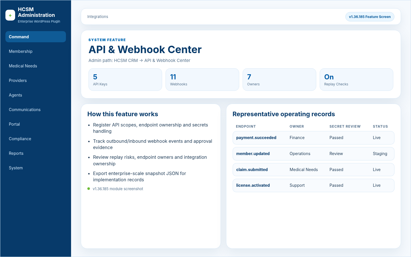 API & Webhook Center