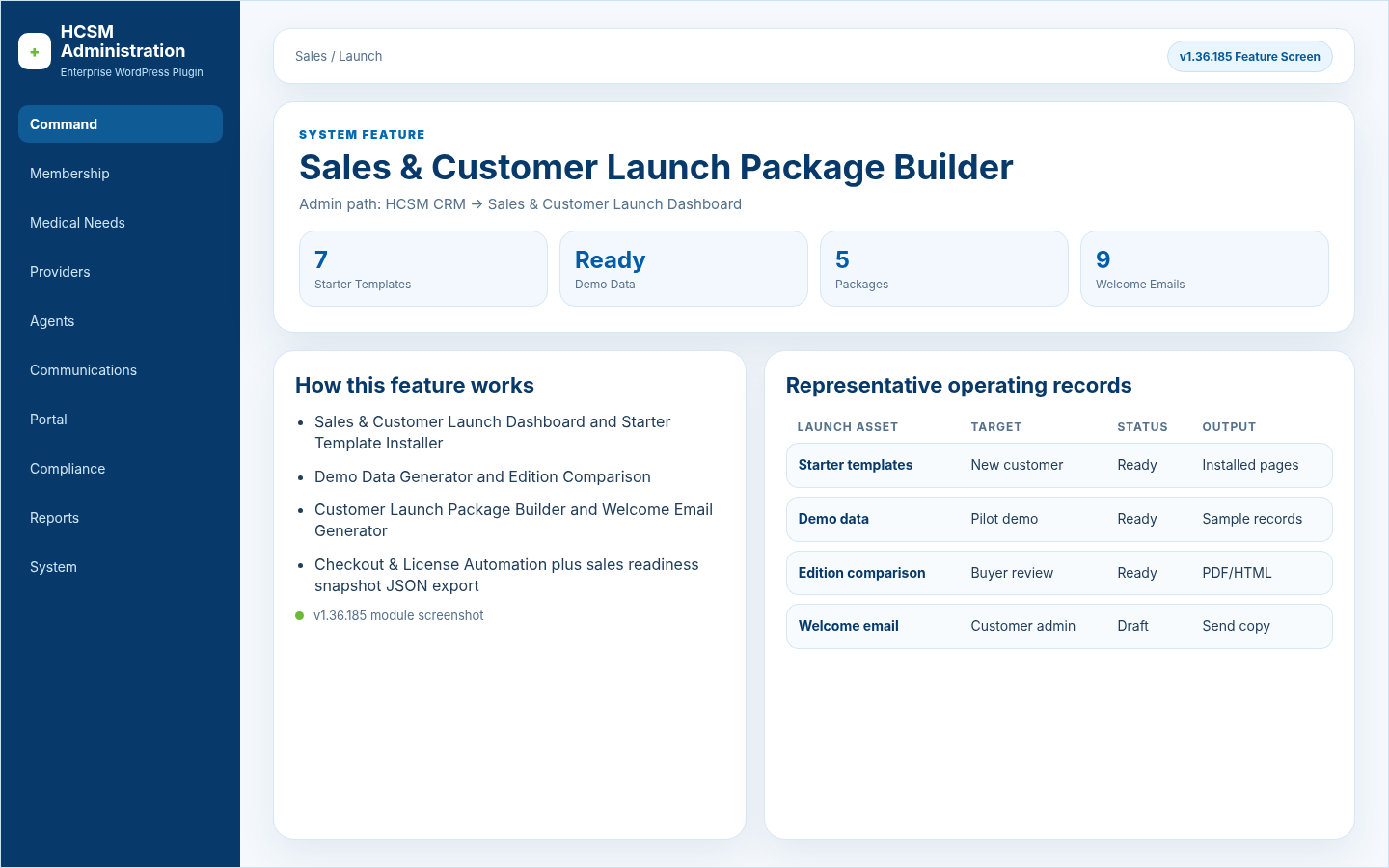 Sales & Customer Launch Package Builder